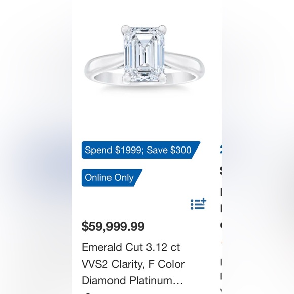 Moissanite Ring Lab Diamond Moissanite Platinum Plated S925
COMPARE COSTCO ** - Picture 2 of 7